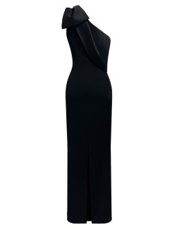 'SOPHIA' Tek Omuz Saten Fiyonk Detaylı Krep Midi Abiye Elbise