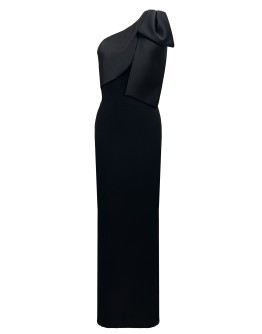'SOPHIA' Tek Omuz Saten Fiyonk Detaylı Krep Midi Abiye Elbise