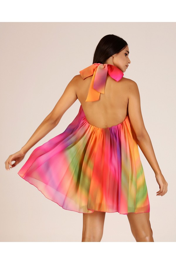 'RAINBOW' Renkli Sırtı Açık Elbise